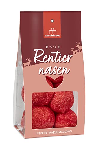 Rentiernasen | Weihnachtspräsent für Freund, Freundin und Kinder | Rudolphs Nase als weiche rote Marshmallows | Mini Deko zum Backen an Weihnachten | Weihnachtszeit | Advent Süßigkeit von naschlabor