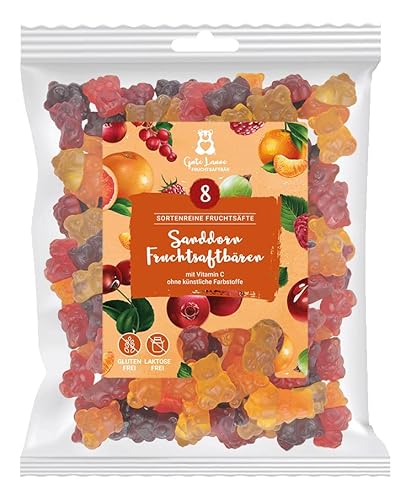 Sanddorn Fruchtsaftbären | 20% sortenreine Fruchtsäfte mit echtem Sanddorn | Ohne künstliche Farbstoffe und Geschmacksverstärker | Gluten- und laktosefrei von naschlabor