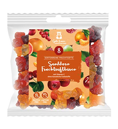 Sanddorn Fruchtsaftbären | 20% sortenreine Fruchtsäfte mit echtem Sanddorn | Ohne künstliche Farbstoffe und Geschmacksverstärker | Gluten- und laktosefrei von naschlabor