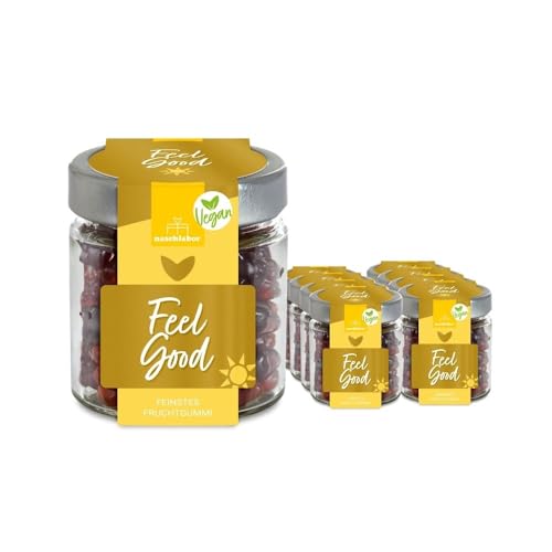 Vegan Feel Good Geschenkglas 120g | 20% sortenreine Fruchtsäfte | Ohne künstliche Farbstoffe und Geschmacksverstärker | Gluten- und Laktosefrei von naschlabor