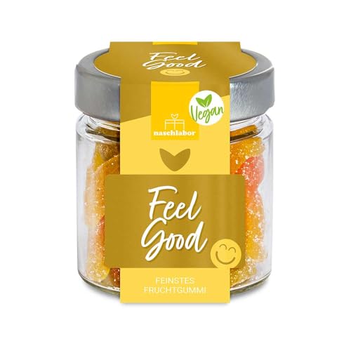 Vegan Feel Good Geschenkglas 120g | 20% sortenreine Fruchtsäfte | Ohne künstliche Farbstoffe und Geschmacksverstärker | Gluten- und Laktosefrei von naschlabor