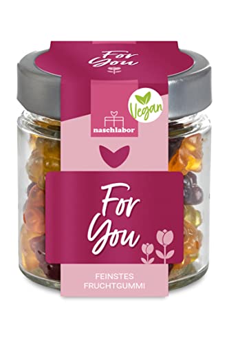 Vegan For You Fruchtgummis | 20% sortenreine Fruchtsäfte | Vegan | Ohne künstliche Farbstoffe und Geschmacksverstärker| Gluten- und Laktosefrei | Schönes Geschenk für Veganer und Vegetarier von naschlabor