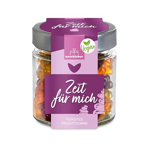 Vegan Fruchtgummi Geschenkglas Zeit für mich 120g | Geschenk für die Liebsten | Das Mitbringsel für deine Freunde | Muttertag | Geschenk für die beste Freundin | Me time von naschlabor