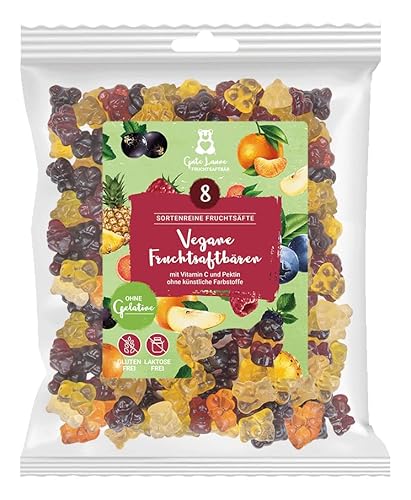 Vegane Fruchtsaftbären | Vegan | 20% sortenreine Fruchtsäfte | Ohne künstliche Farbstoffe und Geschmacksverstärker| Gluten- und Laktosefrei | Vegetarisch von naschlabor