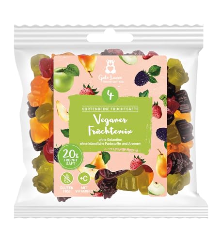 Veganer Früchtemix | Vegan | 20% sortenreine Fruchtsäfte | Ohne künstliche Farbstoffe und Geschmacksverstärker | Gelatine- und Laktosefrei | Natürlicher Genuss | Vegane Süßigkeiten von naschlabor