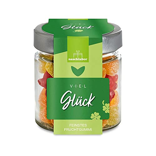 8 Stück Viel Glück Fruchtgummis | Glücksbringer für jeden, der etwas Glück gebrauchen könnte | Süßigkeiten-Mix als Geschenk für Kinder, Frauen und Männer | Große-Verpackung von naschlabor