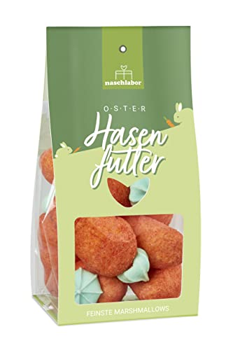 Yummy Hasenfutter Marshmallow Tüte | Ostergeschenk für Kinder und Erwachsene | Süßigkeiten in Karotten-Form für das Osternest Geschenk Ostern | Perfekt für die Ostersuche von naschlabor