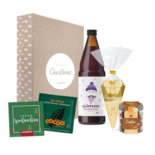 naschlabor Frohe Weihnachten Premium Vegan | Fröhliche Weihnachten zum Naschen und Genießen | Die Weihnachtsgeschenkbox für die Familie, Freunde und Bekannte von naschlabor