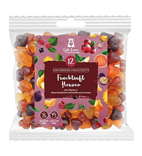 naschlabor x Gute Laune Fruchtsaftbär | Herzen | 20% sortenreine Fruchtsäfte | Ohne künstliche Farbstoffe und Geschmacksverstärker| Gluten- und Laktosefrei von naschlabor