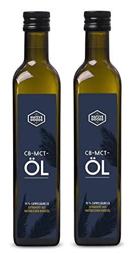 C8 MCT Öl BIO aus Kokosöl 1000 ml (2x 500 ml) - 95% Caprylsäure - geschmacksneutral - ketogen | native goods von native goods