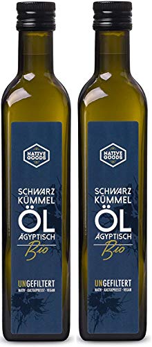 Schwarzkümmelöl BIO 1000ml (2x 500ml) | UNGEFILTERT - ägyptisch - kaltgepresst - nativ | ungefiltertes Schwarzkümmelöl aus kontrolliert biologischem Anbau von native goods von native goods