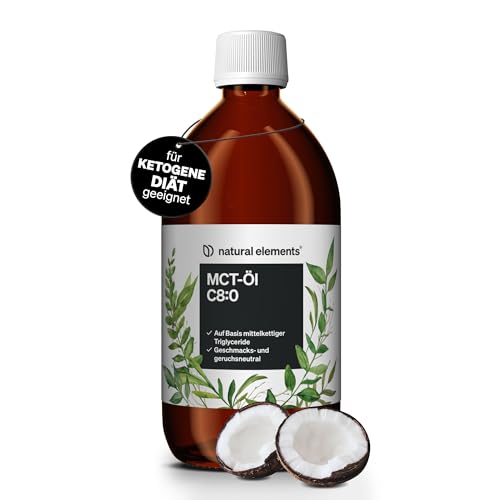 MCT-Öl C8 – 500ml für deine Keto Diät – 100% Kokosöl – für Ketogene Ernährung – geschmacks- und geruchsneutral – vegan, ohne unnötige Zusätze – in Deutschland produziert von natural elements