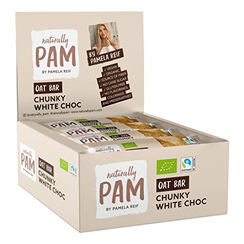 Naturally Pam Oat Bar – Bio & veganer Haferriegel, glutenfrei & ohne Rohrzucker – Natürlich leckerer Müsliriegel-Snack von Pamela Reif - Chunky White Choc 12x40g von naturally PAM BY PAMELA REIF