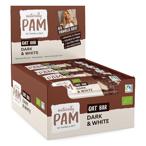 Naturally Pam Oat Bar - Bio-Haferriegel - Snack aus Haferflocken & Nüssen - Vegan & Glutenfrei - Müsliriegel von Pamela Reif - Dark & White 12 x 40g von naturally PAM BY PAMELA REIF