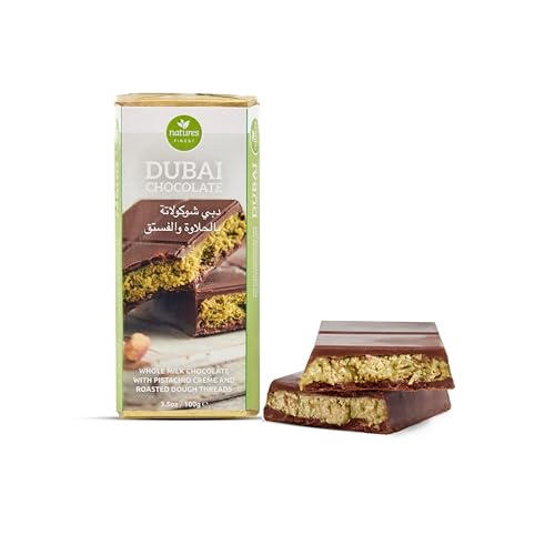 Dubai Schokolade – Original Dubai Schokolade mit Pistaziencreme & gerösteten Teigfäden, 100g – Natures Finest | Dubai Chocolate | Schokolade Dubai Mit Engelshaar Kadayif von natures FINEST