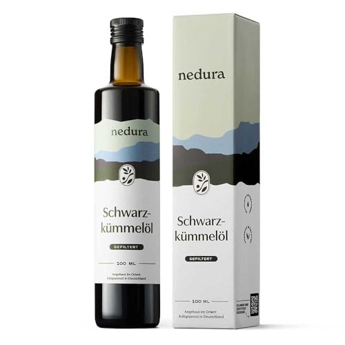 nedura® Schwarzkümmelöl kaltgepresst (gefiltert) 100ml – mit hohem Thymochinongehalt - 100% naturrein, zertifiziert - täglich frisch & schonend gepresst - direkt aus eigener Manufaktur von nedura