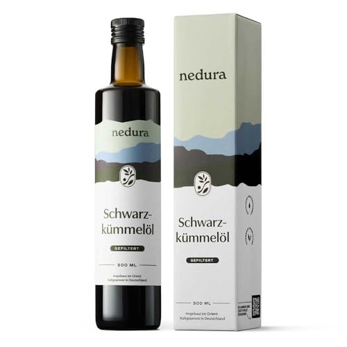 nedura® Schwarzkümmelöl kaltgepresst (gefiltert) 500ml – mit hohem Thymochinongehalt - 100% naturrein, zertifiziert - täglich frisch & schonend gepresst - direkt aus eigener Manufaktur von nedura