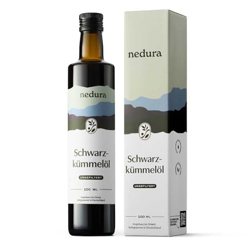 nedura® Schwarzkümmelöl kaltgepresst (ungefiltert) 100ml – mit hohem Thymochinongehalt - 100% naturrein, zertifiziert - täglich frisch & schonend gepresst - direkt aus eigener Manufaktur von nedura