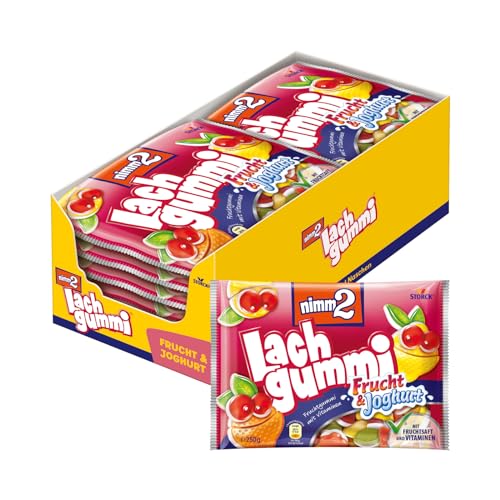 nimm2 Lachgummi Frucht und Joghurt – 14 x 250g – Fruchtgummi mit Fruchtsaft, Vitaminen und Joghurt von nimm2 Lachgummi