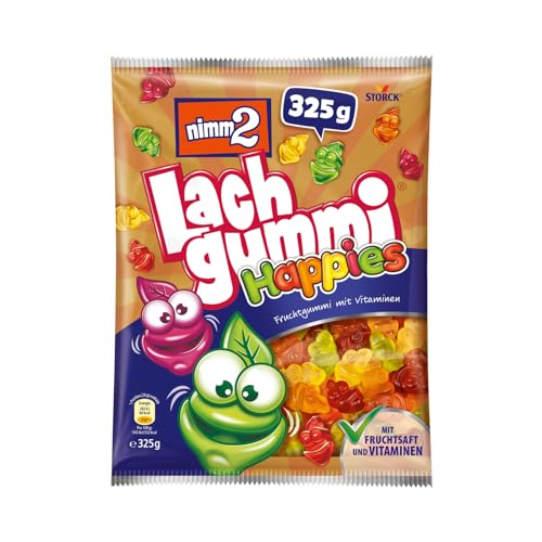 nimm2 Lachgummi Happies – 1 x 325g – Fruchtgummi mit Fruchtsaft und Vitaminen von nimm2 Lachgummi