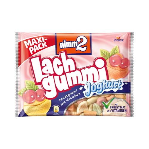 nimm2 Lachgummi Joghurt – 1 x 376g Maxi Pack – Fruchtgummi mit Fruchtsaft, Vitaminen und Joghurt von nimm2 Lachgummi