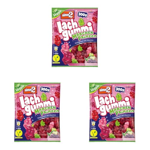 nimm2 Lachgummi Märchenprinzen – 1 x 300g – Vegetarisches Fruchtgummi mit Fruchtsaft und Vitaminen (Packung mit 3) von nimm2 Lachgummi