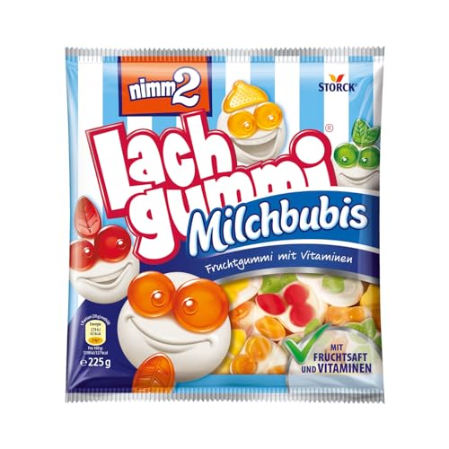 nimm2 Lachgummi Milchbubis – 1 x 225g – Fruchtgummi mit Fruchtsaft, Vitaminen und Milch von nimm2 Lachgummi