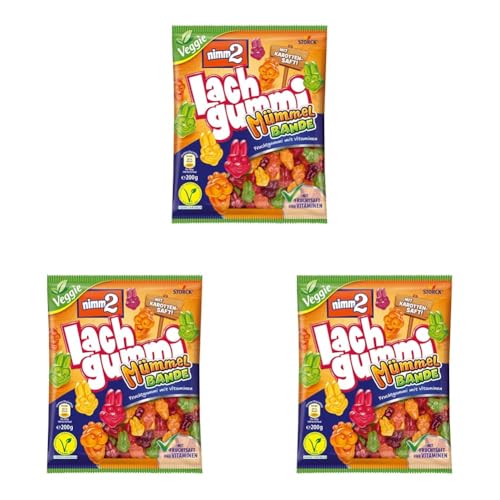 nimm2 Lachgummi Mümmelbande (1 x 200g) / Fruchtgummi mit Fruchtsaft & Vitaminen (Packung mit 3) von nimm2 Lachgummi