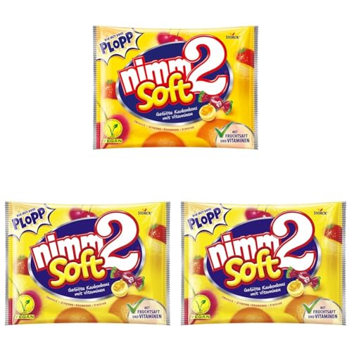 nimm2 Soft – 1 x 800g Großpackung – Gefüllte Kaubonbons in vier Sorten mit Fruchtsaft und Vitaminen (Packung mit 3) von nimm2 soft