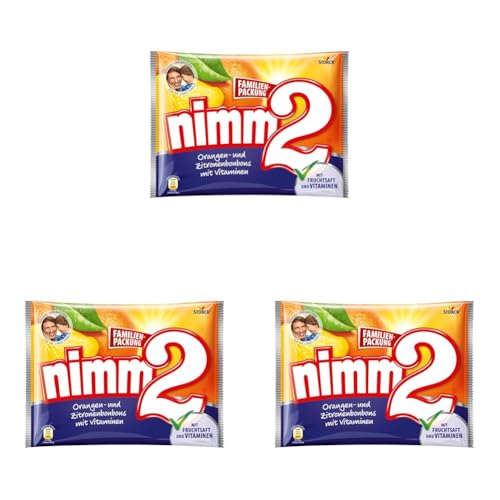 nimm2 Bonbons – 1 x 429g – Gefüllte Bonbons mit Fruchtsaft und Vitaminen (Packung mit 3) von nimm2