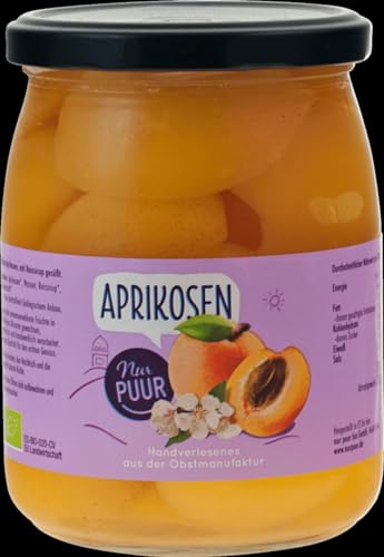 Aprikosen, halbe Frucht, m. Reissirup gesüßt von nur puur