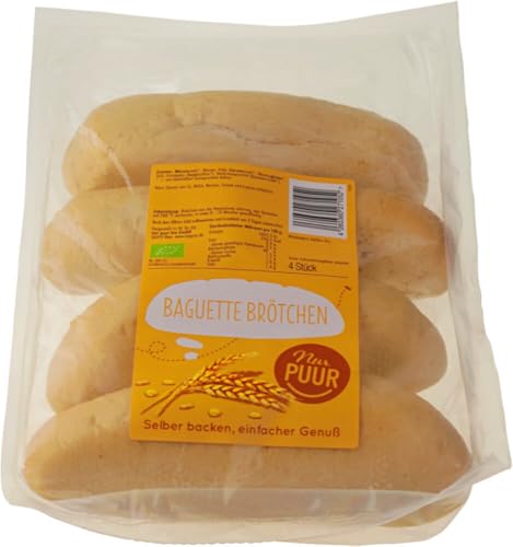 Baguette Brötchen, 4 Stück 18 x 300 gr von nur puur