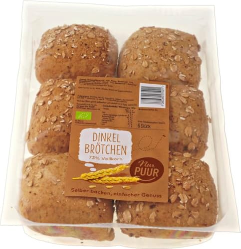 Dinkel Brötchen 73% Vollkorn, 6 Stück 18 x 300 gr von nur puur