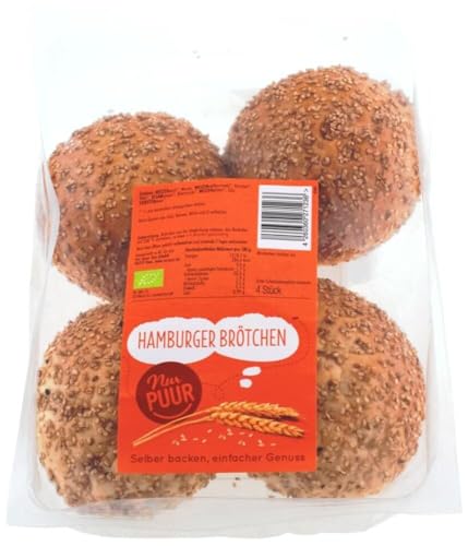 Hamburger Brötchen, 4 Stück 18 x 240 gr von nur puur