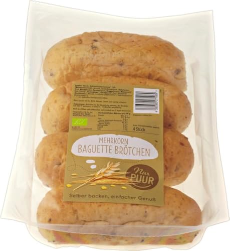 Mehrkorn Baguette Brötchen, 4 Stück 18 x 300 gr von nur puur