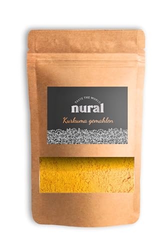 nural Kurkuma gemahlen 100g | Golden Gelbes Kurkuma Pulver: Traditionelles Gewürz für exotische Küche | Kurkuma Gewürz | Curcuma Pulver | Tumeric Powder | Ayurvedisches Gewürz | Curry von nural