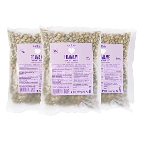 Edamame Bohnen 1 kg nut&me | Sojabohnen geröstet leicht gesalzen | Glutenfrei und ohne zugesetzten Zucker | Reich an Proteinen | Knuspriger Snack | Packung mit 2 x 1 kg von nut&me