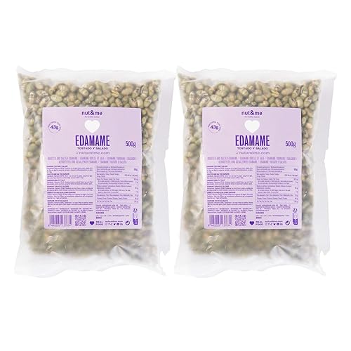 Edamame Bohnen 1 kg nut&me | Sojabohnen geröstet leicht gesalzen | Glutenfrei und ohne zugesetzten Zucker | Reich an Proteinen | Knuspriger Snack | Packung mit 2 x 500 gr von nut&me