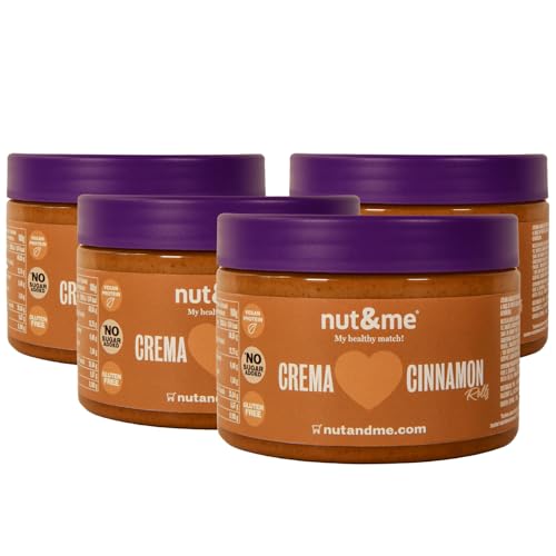 Pekannusscreme 1 kg nut&me | Geschmacksrichtung Cinnamon Roll | Auf Basis von Pekannüssen, Mandeln, Datteln, Zimt, Ingwer| Glutenfrei|Laktosefrei| Ohne zugesetzten Zucker|Vegan|Verpackung 4 x 250 g von nut&me