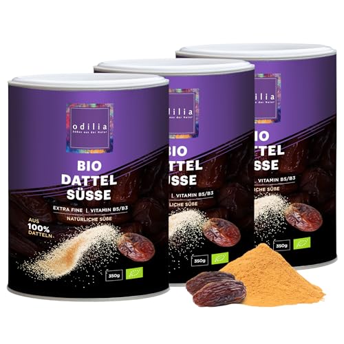 Bio Dattel Süsse - 100% Reine Deglet Nour Datteln - Natürlicher Zuckerersatz, Fein gemahlen mit 500 Mikron - Ideal für Backen & Kochen - Premium Qualität - (3 Dosen x 350 Gramm) von UOOTPC