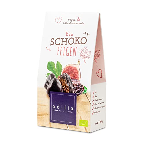 Odilia Bio Schoko Feigen 115g | Saftige Feigen in zarter Schokolade | Vegane & glutenfreie Nascherei | Ohne raffinierten Zucker | Mit Datteln gesüßt | Made in Germany von odilia