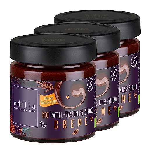 Premium Bio Dattel Haselnuss Schoko Creme - Ohne Zusatz von raffiniertem Zucker & Ohne Palmöl - Vegan - Gluten- und laktosefrei I Ohne Konservierungsstoffe (1) von odilia