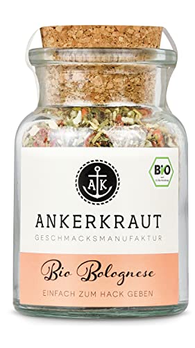 Ankerkraut Bio Bolognese Gewürz, Spaghetti und Pasta kochen, Lasagne selber machen, 90g im Korkenglas von Ankerkraut