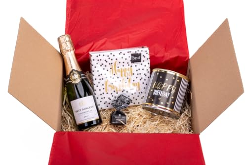 ooobox Happy Birthday Survival kit Geschenkbox für Geburtstag I Geschenkkorb & Präsentkorb gefüllt mit Sekt, Kuchen in der Dose & Grußkarte I Geschenk-Set für Frauen & Männer, Freunde, Kollegen von ooobox