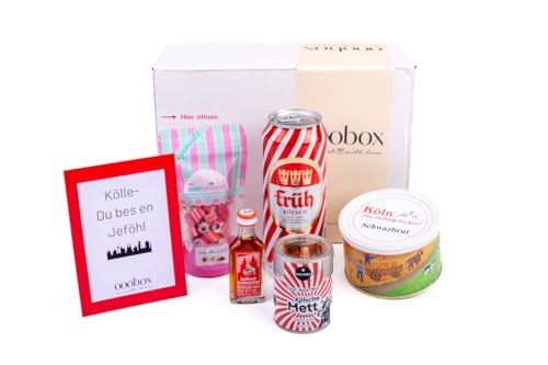 ooobox Kölsche Grüße kleine Geschenkbox für Frauen & Männer I Präsentkorb gefüllt mit typischen Produkten aus Köln I Geschenkset für Geburtstag & als Mitbringsel von ooobox