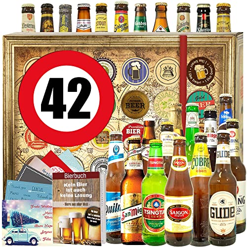 Geschenkideen 42. / Bier Geschenk Welt und DE/Frau 42igster Geburtstag/Weihnacht Kalender 2023 Bier von ostprodukte-versand