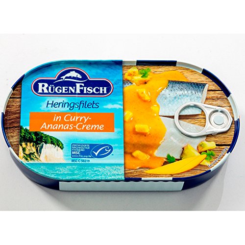 Heringsfilets in Curry Ananas-Creme 200g Rügenfisch - Ostprodukte und Ostwaren von ostprodukte-versand