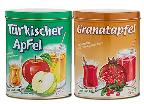 2er Set Geschenkdose ottoman türkischer Apfeltee und Granatapfeltee 300g Instantgetränk mit Granatapfel- & Apfelgeschmack von ottoman