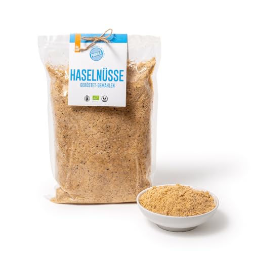 PAKKA Bio Haselnüsse Mehl, nature, gerieben und geröstet, 1kg, gemahlen, Haselnussmehl Öko & Fair, direkt hergestellt und abgefüllt vom Produzenten in Sugdidi, Georgien, vegan 1000g (1er Pack) von pakka