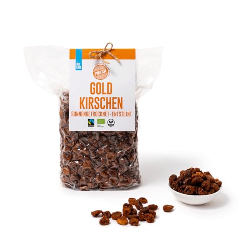 PAKKA - Bio Fairtrade Goldkirschen sonnengetrocknet 500g, wildgesammelte, ungeölte, ungesüsste, gelbe Kirschen direkt von Kleinbauern aus Samarkand, Usbekistan, vegan, 500g (1er Pack) von pakka